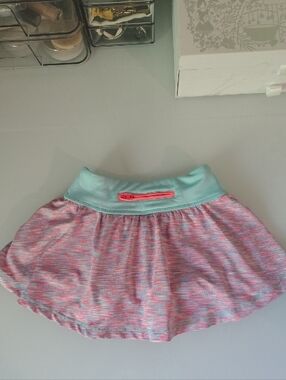 Girls 3/4 Pink & Aqua Athletic Skirt with Built In Shorts